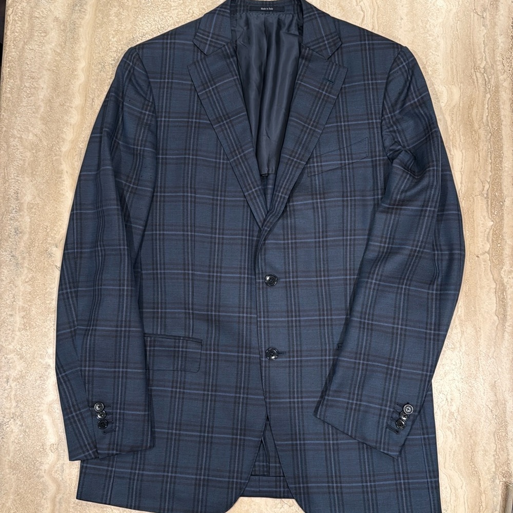 Ermenegildo Zegna Men's Blue Wool Plaid Blazer